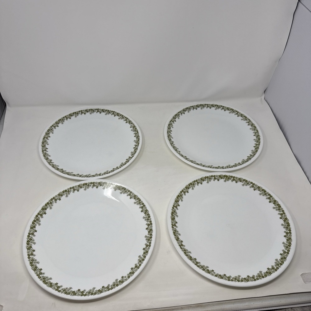 Corelle Crazy Daisy Spring Blossom Green Set of 4 Dinner Plates 10 1/4" Diameter